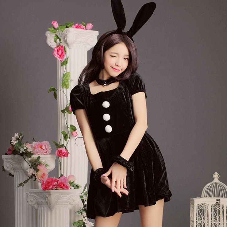 ハロウィン コスプレベロアワンピース バニー イベント 秋 パーティー