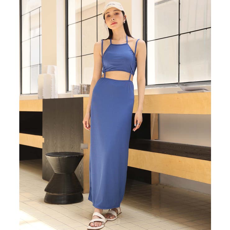 ロングスカート付き ハイネック リブ ビキニ 水着 セットアップ レディース | OSYAREVO | 詳細画像50 