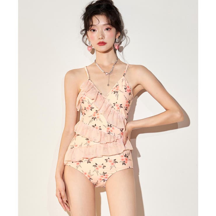 シアー カーディガン 付き ラッフルフリル ワンピース 水着 | OSYAREVO | 詳細画像10 