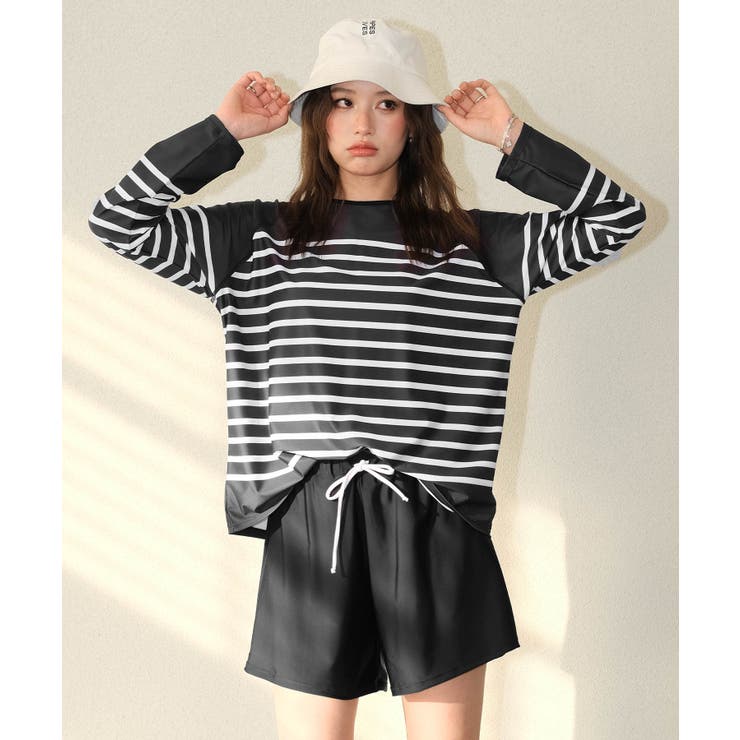 ブラック×ホワイト | ラッシュガード 付き キャミソール | OSYAREVO