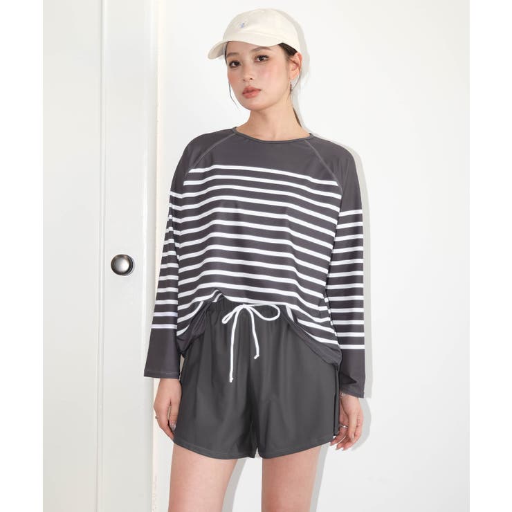 グレー×ホワイト | ラッシュガード 付き キャミソール | OSYAREVO