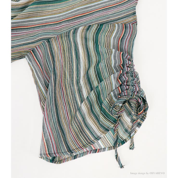 カラーストライプ フレアブラウス レディース | OSYAREVO | 詳細画像17 