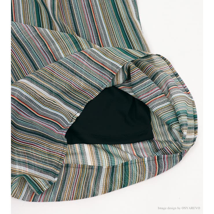 カラーストライプ スカウチョ カラーストライプスカ | OSYAREVO | 詳細画像13 