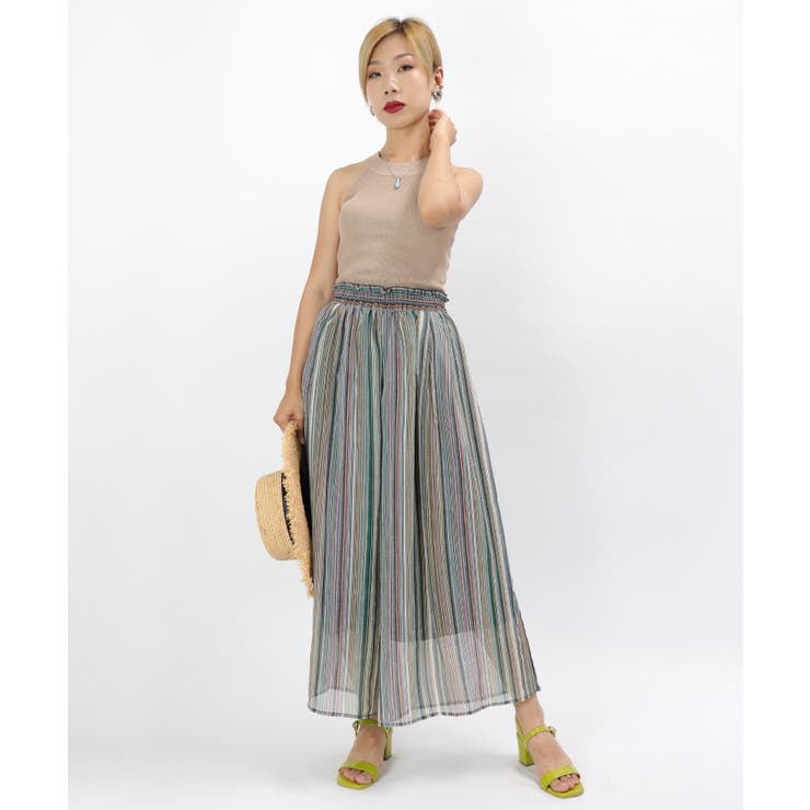 カラーストライプ スカウチョ カラーストライプスカ | OSYAREVO | 詳細画像7 