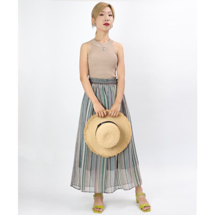 カラーストライプ スカウチョ カラーストライプスカ | OSYAREVO | 詳細画像8 