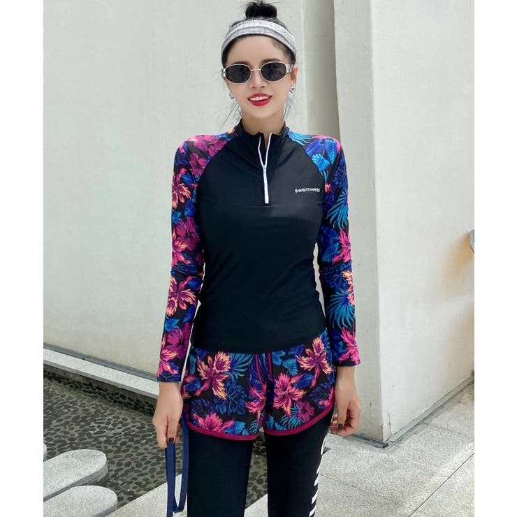 ダークフラワー ラッシュガード 水着 セットアップ | OSYAREVO | 詳細画像4 