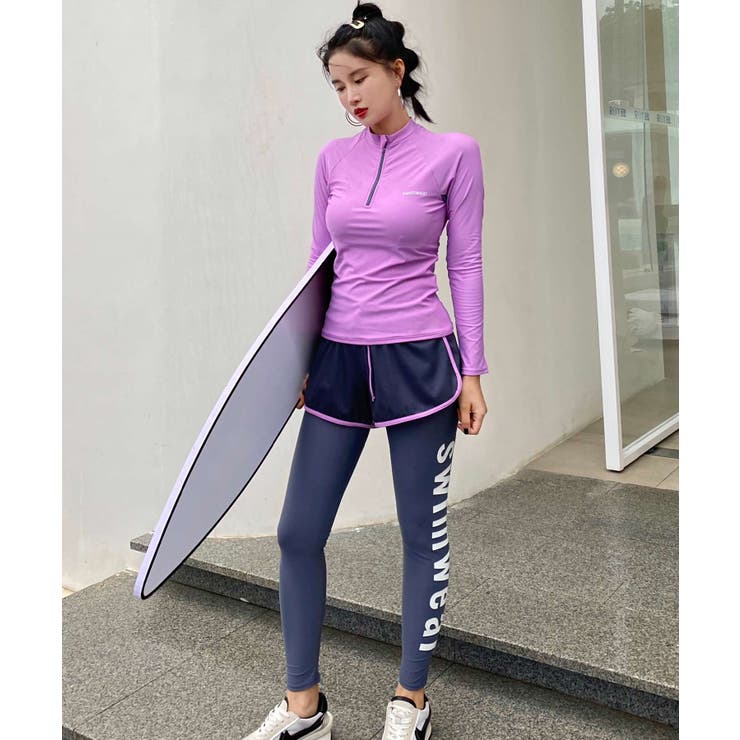 22新作水着 ロゴ入り ラッシュガードセット水着 3点セット 品番 Osrw Osyarevo オシャレボ のレディース ファッション通販 Shoplist ショップリスト