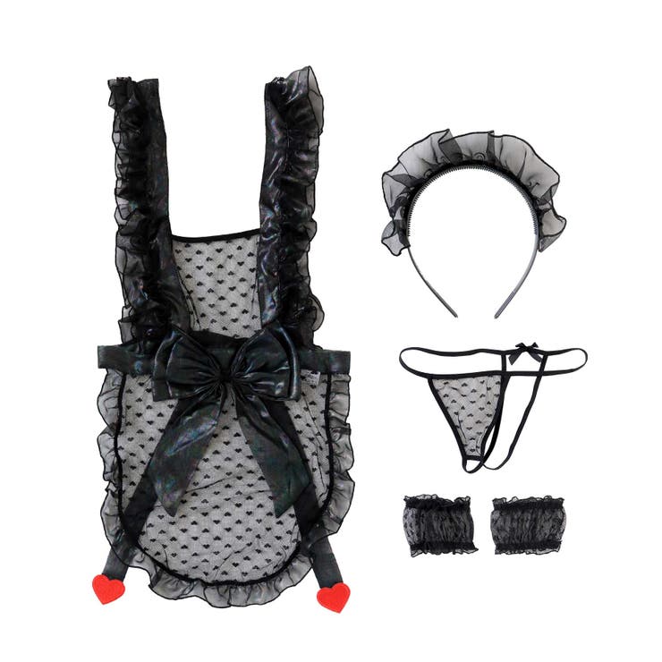 クリスマス コスプレ リボン×フリル シースルー メイド ランジェリー | OSYAREVO | 詳細画像44 