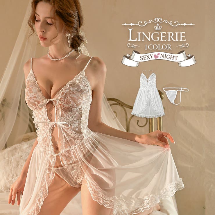 レース×リボン ランジェリー キャミソール セクシー 下着セット | OSYAREVO | 詳細画像1 