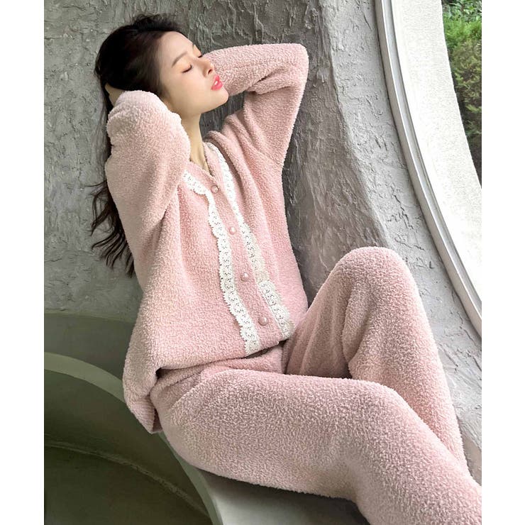 ドッキングレース ニットカーディガン ルームウェア 上下セット | OSYAREVO | 詳細画像2 