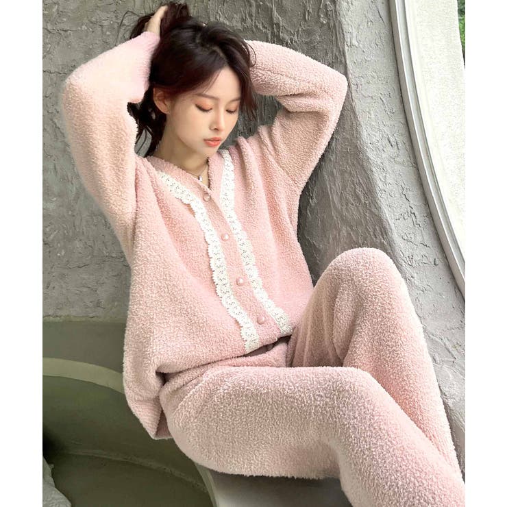 ドッキングレース ニットカーディガン ルームウェア 上下セット | OSYAREVO | 詳細画像4 