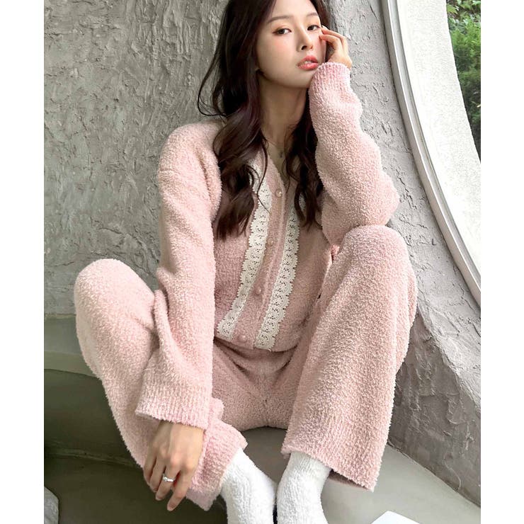 ドッキングレース ニットカーディガン ルームウェア 上下セット | OSYAREVO | 詳細画像6 