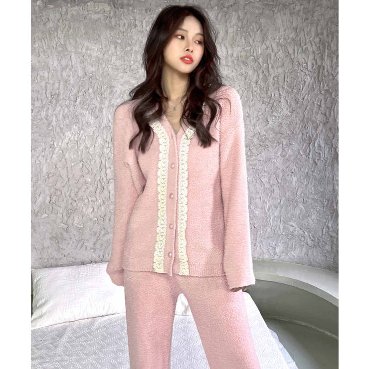 ドッキングレース ニットカーディガン ルームウェア 上下セット | OSYAREVO | 詳細画像8 