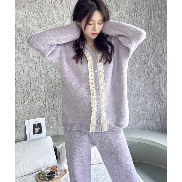 ドッキングレース ニットカーディガン ルームウェア 上下セット | OSYAREVO | 詳細画像14 