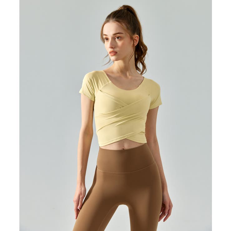 ヨガウェア トップス カップ付き カシュクール 半袖 | OSYAREVO | 詳細画像14 