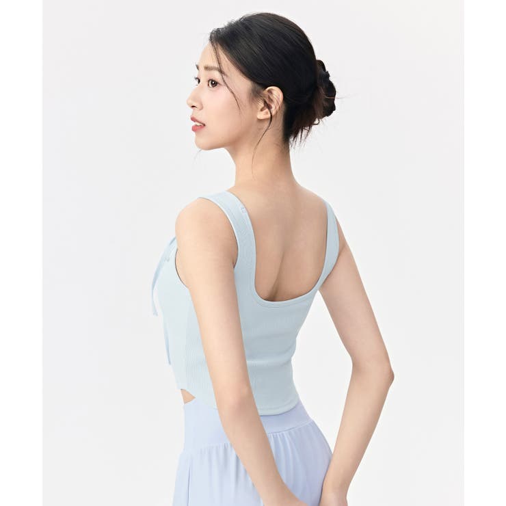 ヨガウェア トップス カップ付き タンクトップ リブ | OSYAREVO | 詳細画像4 