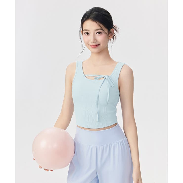 ヨガウェア トップス カップ付き タンクトップ リブ | OSYAREVO | 詳細画像5 