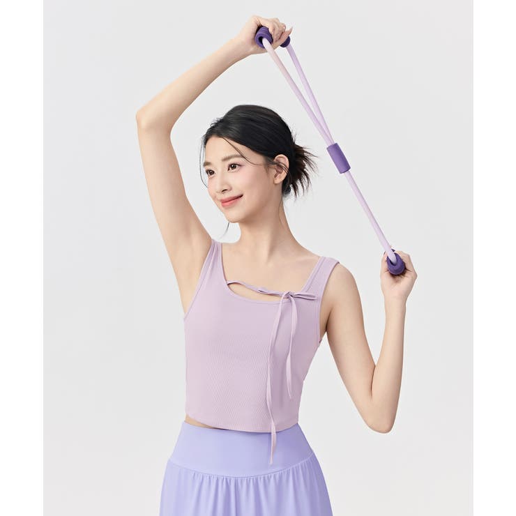ラベンダー | ヨガウェア トップス カップ付き タンクトップ リブ | OSYAREVO