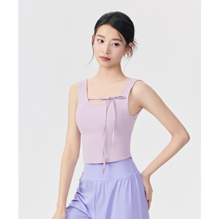 ヨガウェア トップス カップ付き タンクトップ リブ | OSYAREVO | 詳細画像17 