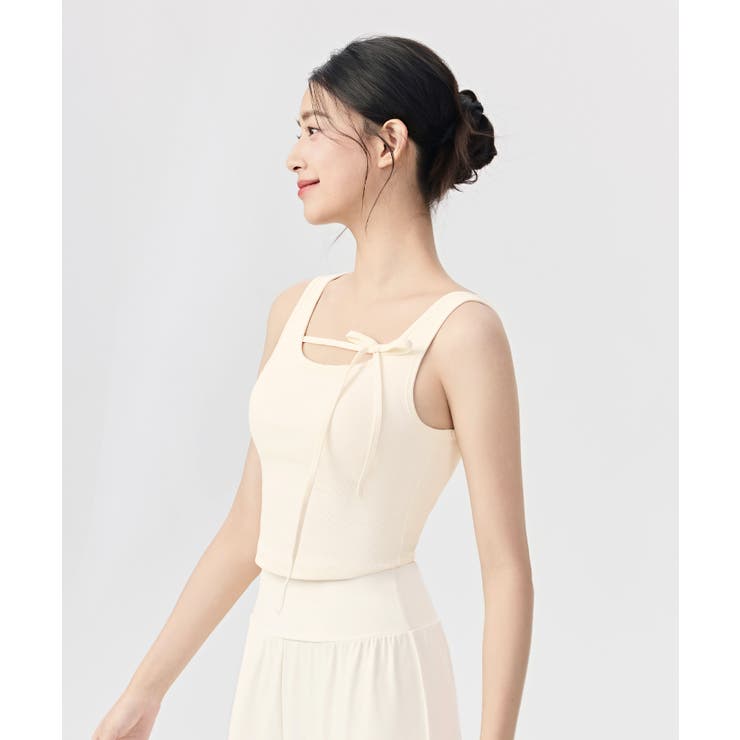 ヨガウェア トップス カップ付き タンクトップ リブ | OSYAREVO | 詳細画像22 