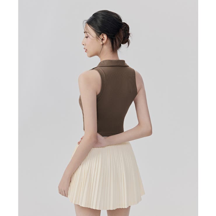 ノースリーブ ポロシャツ トップス カップ付き リブ | OSYAREVO | 詳細画像5 