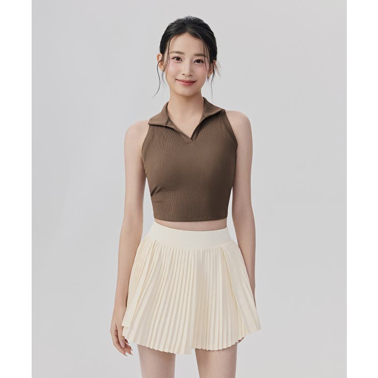 ノースリーブ ポロシャツ トップス カップ付き リブ | OSYAREVO | 詳細画像6 