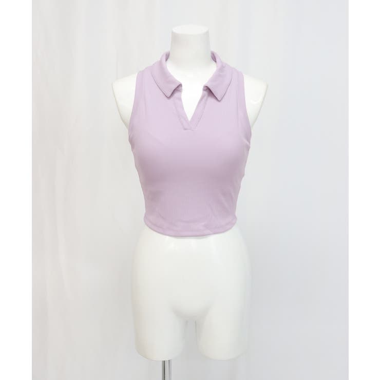 ノースリーブ ポロシャツ トップス カップ付き リブ | OSYAREVO | 詳細画像31 