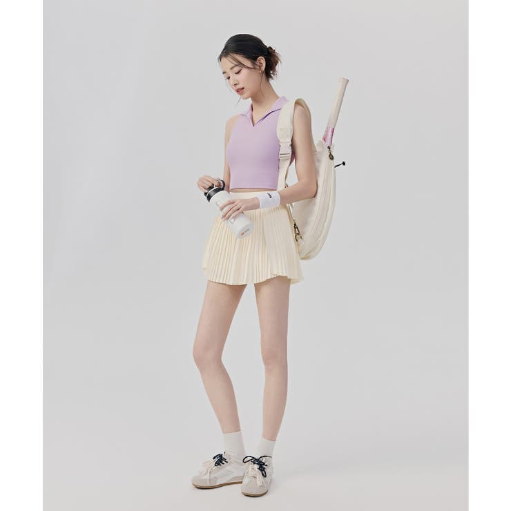 ノースリーブ ポロシャツ トップス カップ付き リブ | OSYAREVO | 詳細画像10 