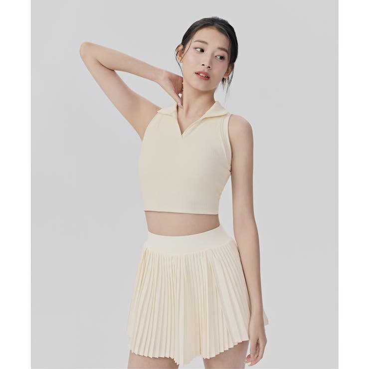 ノースリーブ ポロシャツ トップス カップ付き リブ | OSYAREVO | 詳細画像18 