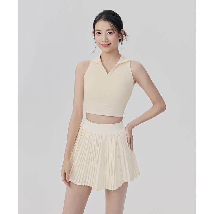 ノースリーブ ポロシャツ トップス カップ付き リブ | OSYAREVO | 詳細画像19 