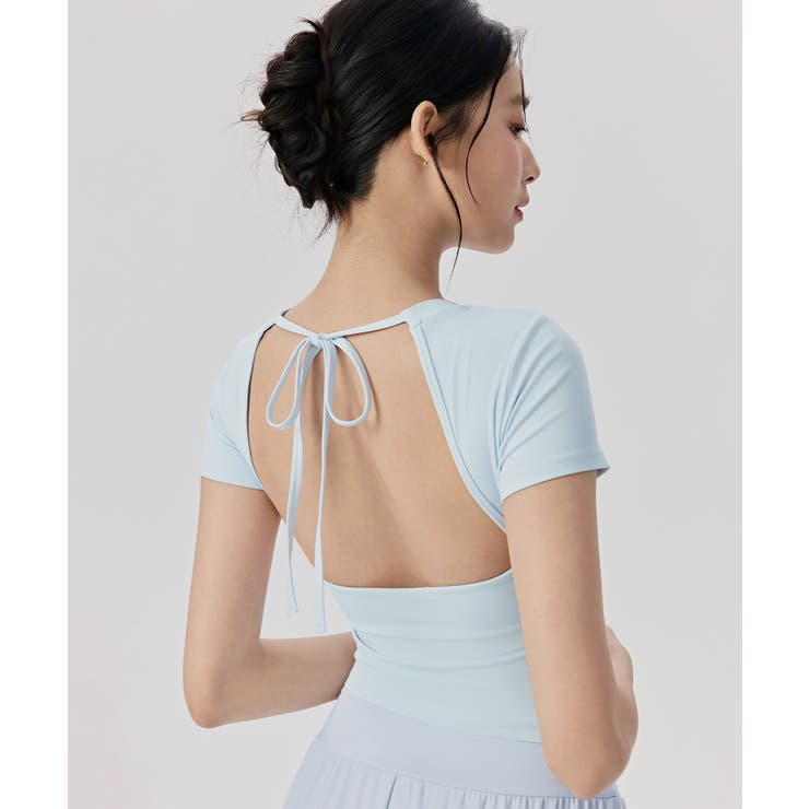 ヨガウェア トップス カップ付き バックオープン 半袖 | OSYAREVO | 詳細画像7 