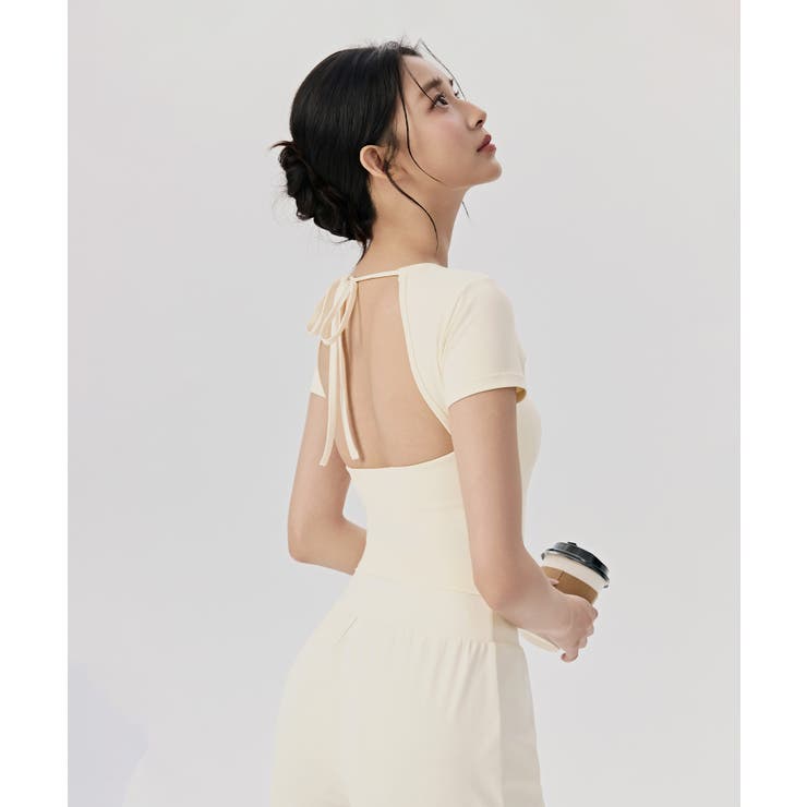 ヨガウェア トップス カップ付き バックオープン 半袖 | OSYAREVO | 詳細画像8 