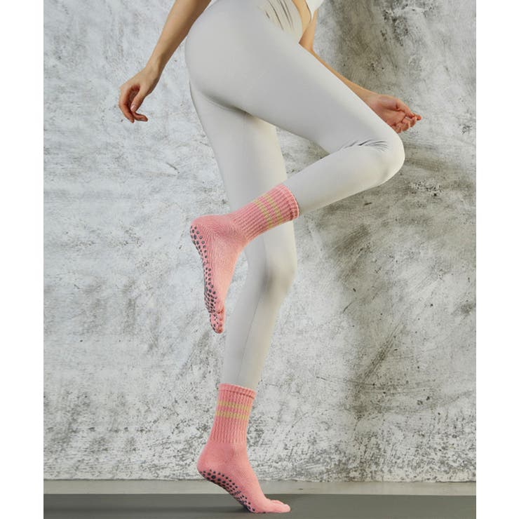 ライトピンク | ヨガ ソックス 靴下 5本指 ピラティス 2本ライン	 | OSYAREVO