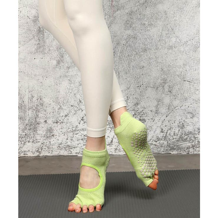 ライム | ヨガ ソックス 靴下 5本指 ピラティス 指先あき | OSYAREVO