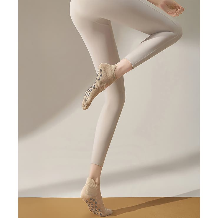 ベージュ | ヨガ ソックス 靴下 5本指 ピラティス クロスバンド | OSYAREVO