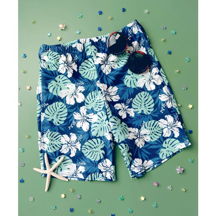 ハイビスカス | キッズ 水着 ハーフパンツ	 | OSYAREVO