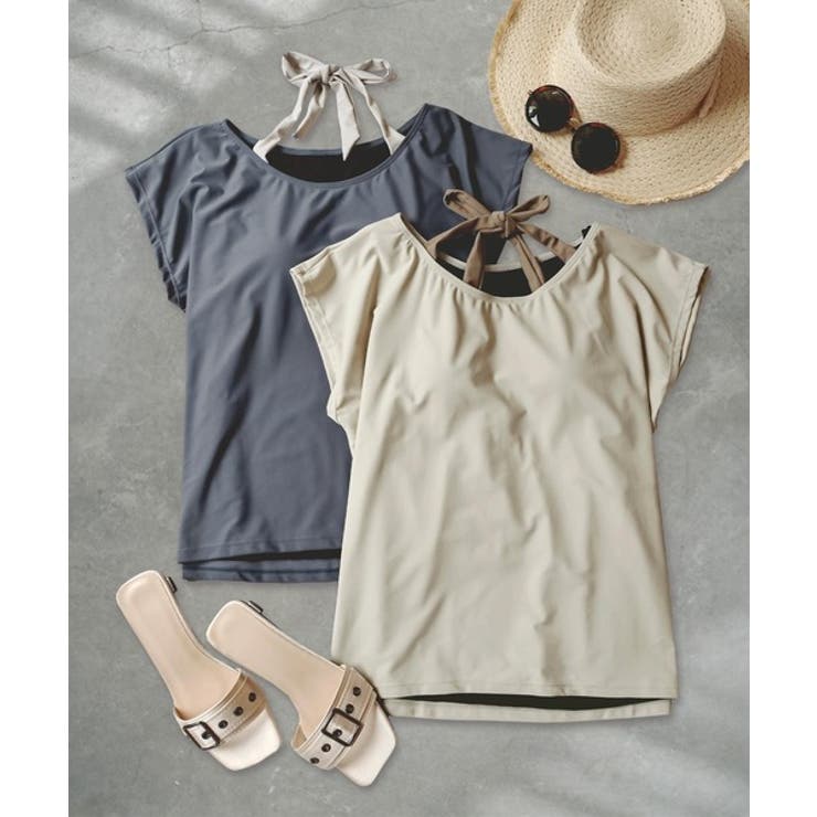 ライトグレージュ | インナー 一体型 半袖 | OSYAREVO