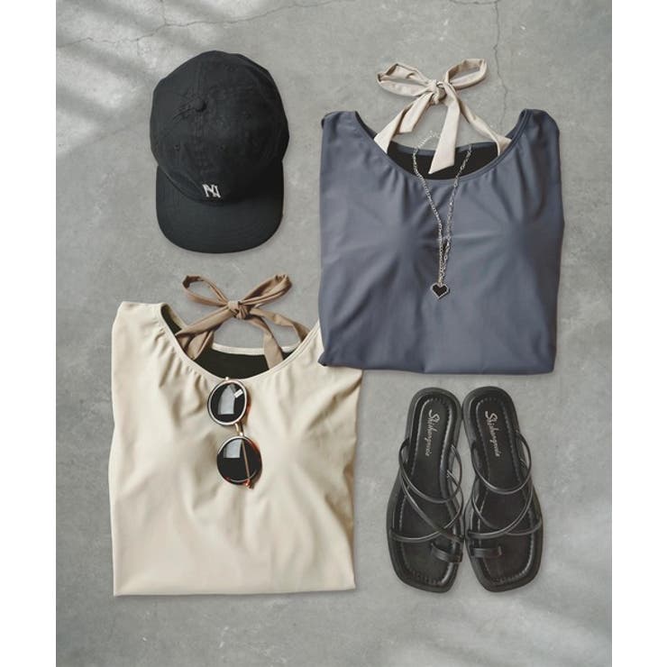 アッシュネイビー | インナー 一体型 半袖 | OSYAREVO