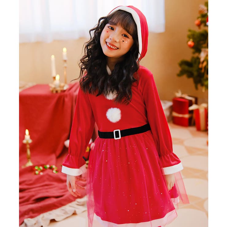 キッズ コスプレ クリスマスサンタ チュールワンピース | OSYAREVO | 詳細画像6 