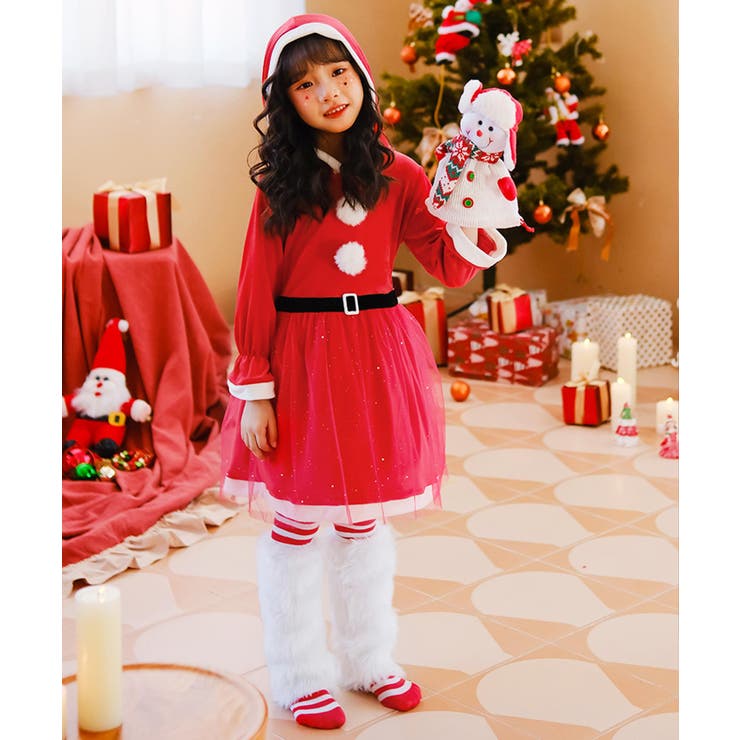 サンタさん　クリスマスワンピース　見本 ロング丈サンタワンピース 全2色 クリスマス[品番：JSFW0009914