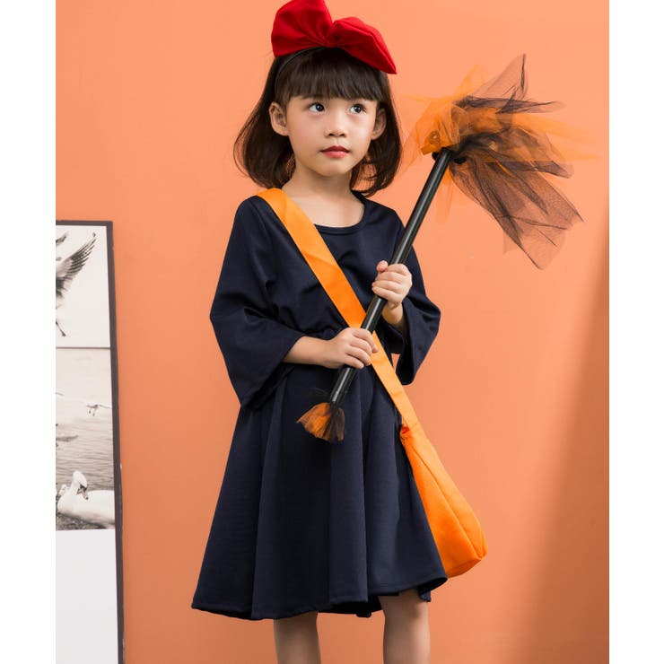 ハロウィンコスプレ 衣装　子供用　キッズ　魔女 オレンジ