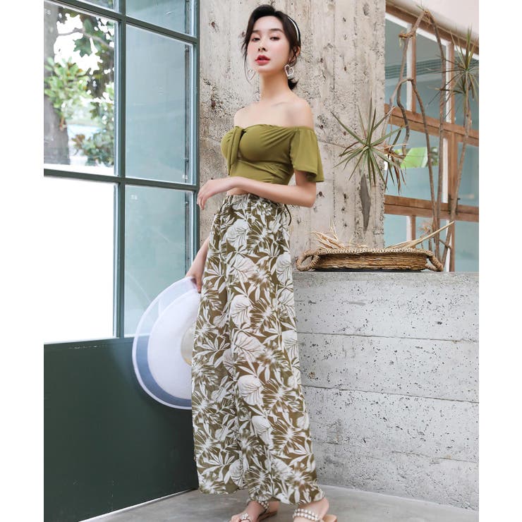 パンツ付き バックレースアップ オフショル ビキニ 水着 セットアップ | OSYAREVO | 詳細画像9 