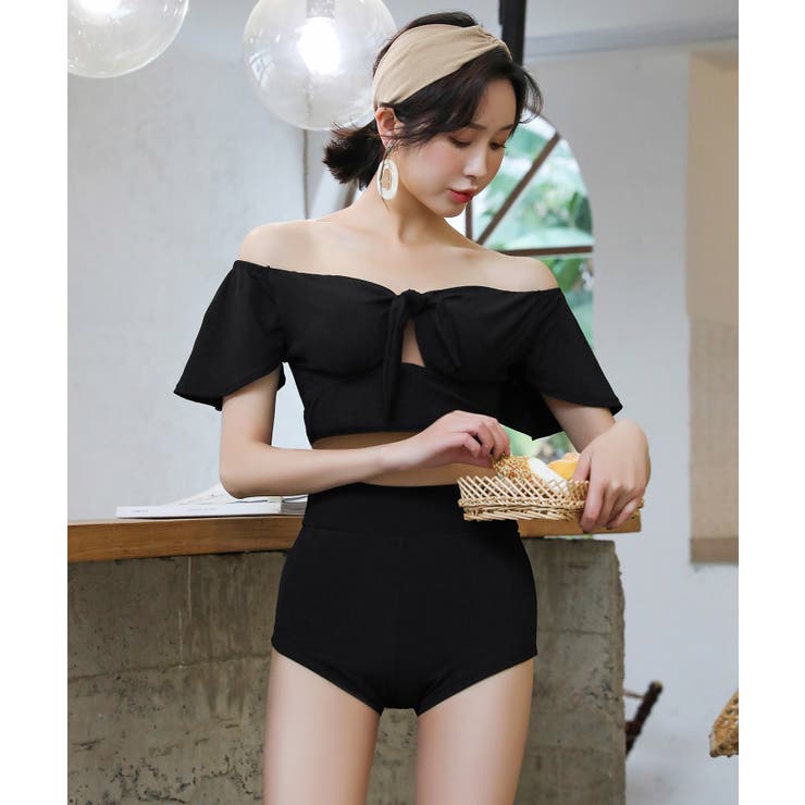 パンツ付き バックレースアップ オフショル ビキニ 水着 セットアップ | OSYAREVO | 詳細画像11 