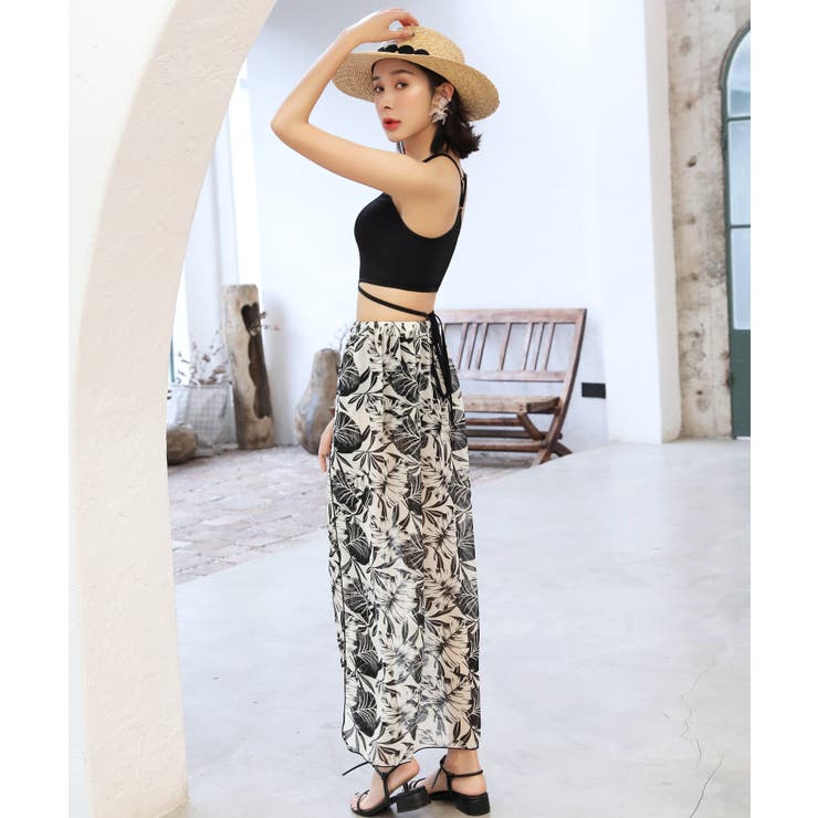 スカート付き ラウンドストラップ ハイネック[品番：OSRW0004723