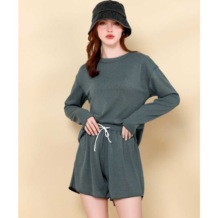 グレー | 体型カバー ラッシュガード 付き タンキニ  水着 セットアップ レディース | OSYAREVO