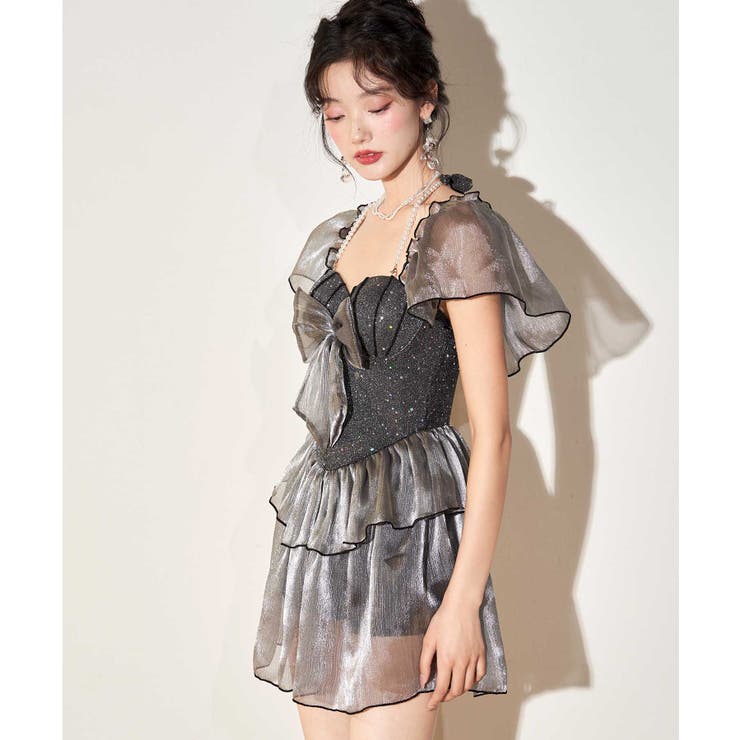 ラメ混 フリル リボン ワンピース 水着 | OSYAREVO | 詳細画像5 