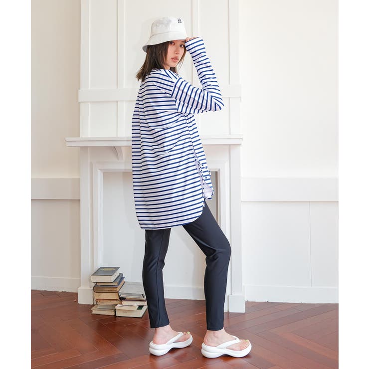 【紫外線カット率99％以上】体型カバー サイドギャザー ラッシュガード | OSYAREVO | 詳細画像16 