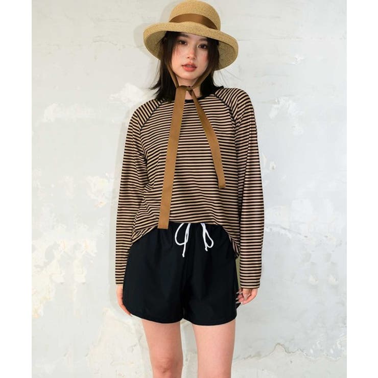 ブラウン×ブラック | 体型カバー ラッシュガード セットアップ | OSYAREVO