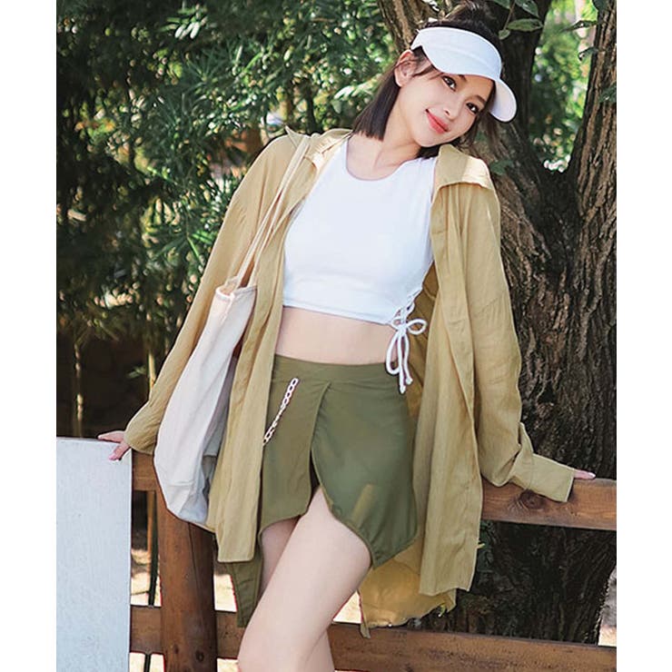 シアーシャツ 付き サイドレースアップ スイムウェア 水着 レディース | OSYAREVO | 詳細画像4 