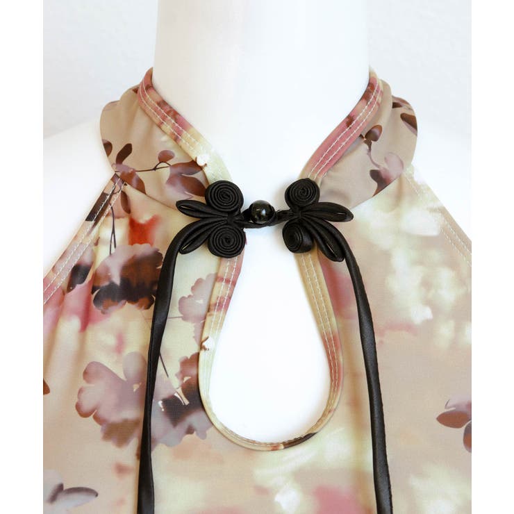 チャイナ風 パフスリーブ ワンピース水着 レディース[品番